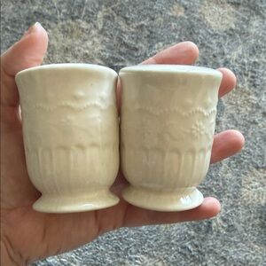 The Pioneer Woman Cream Salt and Pepper shakers. Great used condition.